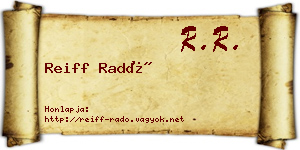 Reiff Radó névjegykártya